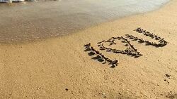 I love You message in sand Stock Footage