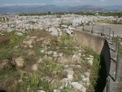 Tyrins, the central court with the Royal megaron, in the acropolis Stock Footage