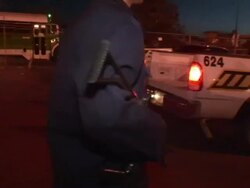 April 3 2009 MS PAN Mexican Police officers getting in squad cars, Juarez, Chihuahua, Mexico, AUDIO Stock Footage