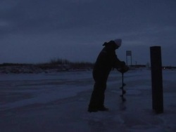 Morning Ice Drill Stock Footage