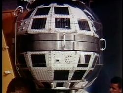 1962 close up Telstar (first communications satellite) / documentary Stock Footage