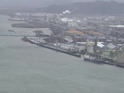 WS AERIAL ZI View of Lewis & Clark bridge highway and Columbia river / Oregon, United States Stock Footage