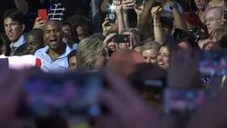 Hillary Clinton celebrates securing enough nominations to become the Democratic party candidate News Clip