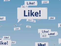 fly trough a rain of 'like' balloons Stock Footage