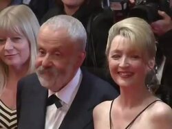 Ruth Sheen, Georgina Lowe, Mike Leigh, Lesley Manville and Jim Broadbent at the Another Year Premiere: Cannes 2010 Film Festival at Cannes . (Footage by WireImage Video/GettyImages) Stock Footage
