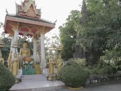 WS PAN Buddha statue in garden / Vientiane, Laos Stock Footage