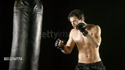 Athletic Male Boxing Slow-Motion Stock Footage