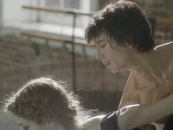 Ballet dancers rehearsing together in dance studio Stock Footage