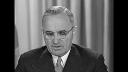 President Harry Truman speaks in Washington, DC, on relations between labor and management in industry News Clip