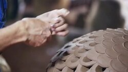 Carving clay pot Stock Footage