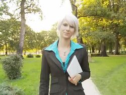 HD SLOW MOTION: Cheerful Businesswoman With Digital Tablet Stock Footage