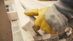 Man working with wood at sawmill Stock Footage