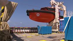 MOAS Migrant rescue boat in the Mediterranean News Clip