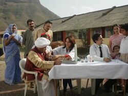 Two doctors checking rural people  Stock Footage