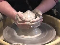 Potters Wheel - Teapot Spout Stock Footage