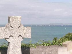 CU Celtic cross at treboul area / Douarnenez, Brittany, France Stock Footage