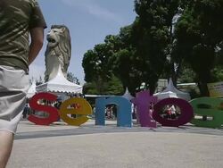 Tourists Flock To Sentosa Island Stock Footage