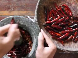 Pounding pepper. Stock Footage