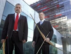 HD DOLLY: Businessmen With Bows Stock Footage