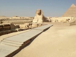 Great Sphinx and pyramid devoid of tourists Stock Footage