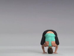 WS Women doing yoga on white stage / Portland, Oregon, USA Stock Footage