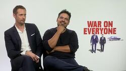 INTERVIEW - Alexander Skarsgard, Michael Pena on Donald Trump, Hillary Clinton thoughts on the movie at 'War on Everyone' - Interviews Stock Footage
