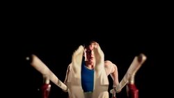SLO MO Gymnast doing his routine on parallel bars Stock Footage