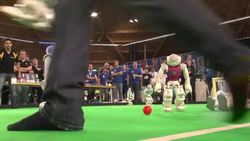 More than 1,000 robots from 40 nations compete in RoboCup football tournament News Clip