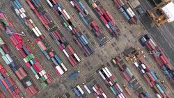 Aerial containers top view Stock Footage