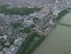 AERIAL River Thames & House of Parliament Stock Footage