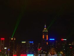 Tilt Down Shot Symphony of Lights Hong Kong Kwangtung China Stock Footage