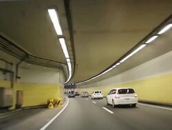 MS POV Shot of cars moving on Tokyo Metropolitan expressway Near Roppongi / Tokyo, Japan Stock Footage