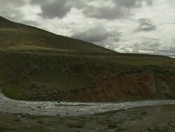 Pan Right Scenic view mountains and river Stock Footage