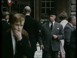 People on street, London, UK, 1963 Stock Footage