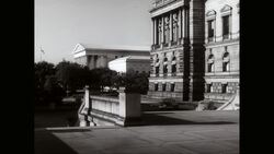 WS Exterior of building, courthouse in background / Washington DC, United States Stock Footage