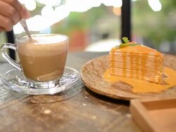 HD:Coffee at relax time in coffee cafe Stock Footage