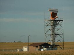 Air Traffic Radar at Airport surrounded by a Cornfield Stock Footage