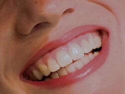 CU Woman with clean white teeth smiling / Berlin, Germany Stock Footage
