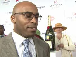 INTERVIEW - Tiki Barber on life after the NFL at Moet & Chandon Toasts The 139th Kentucky Derby Stock Footage