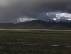 Pan Right Shot mountains with dense clouds Stock Footage
