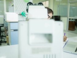 Scientist writing notebook in laboratory Stock Footage