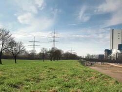 Power line and coal plant Stock Footage