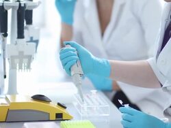 two females in laboratory HD slow motion Stock Footage