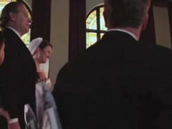 TS, bride walks down aisle with father Stock Footage