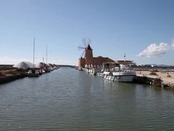 Mozia (Motya), a windmill used in the saline production Stock Footage