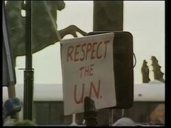 Demo outside UN against war on Iraq News Clip