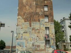 Murs Peints Les Cities Ideales,Ideal City Murals in the Etats Unis area of Lyons,TU Stock Footage