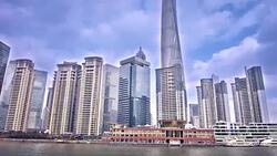 Shanghai city on the river Stock Footage