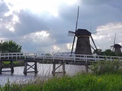 WS Shot of windmills near Leidschendam / South Holland, Netherlands Stock Footage