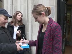 Laura Carmichael from 'Downtown Abbey' sighted leaving BBC Radio Two  Stock Footage